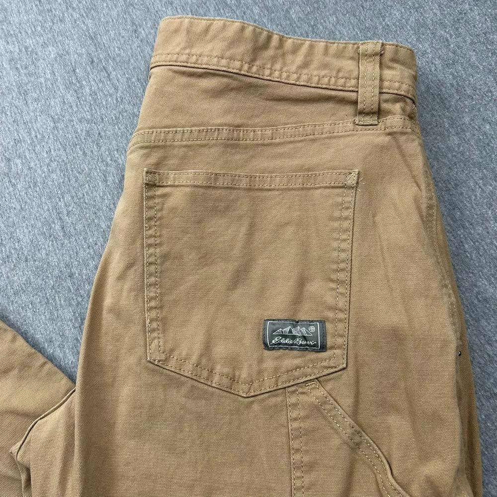 Eddie Bauer Canvas Utility Pants Mens 34x32 Brown Specially Dyed Classic Fit - Picture 2 of 16